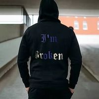 Men's Hoodie Black Hooded Graphic Letter Print Sports  Outdoor Streetwear Cool Designer Casual Winter Fall Clothing Apparel Hoodies Sweatshirts  Long Sleeve  Spring Lightinthebox - thumbnail