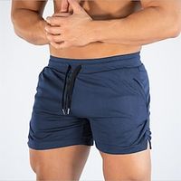 Men's Shorts Sports Going out Weekend Running Casual Drawstring Elastic Waist Plain Knee Length Gymnatics Activewear Lake blue Wine Red Micro-elastic Lightinthebox - thumbnail