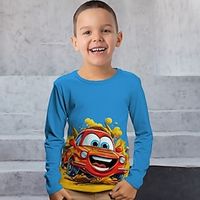 Boys 3D Cartoon Car Tee Shirt Long Sleeve 3D Print Spring Fall Sports Fashion Streetwear Polyester Kids 3-12 Years Crew Neck Outdoor Casual Daily Regular Fit miniinthebox