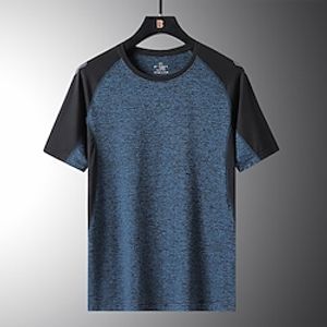 Men's Hiking Tee shirt Short Sleeve Crew Neck Tee Tshirt Top Outdoor Breathable Quick Dry Lightweight Soft Summer POLY Elastane Light Grey Burgundy Dark Navy Lightinthebox