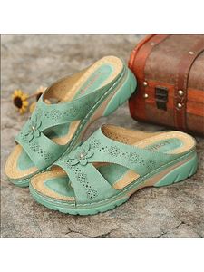 Fashionable two-color wedge heel petal casual women's shoes