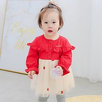 autumn girls 2019 new korean version of strawberry long-sleeved wooden ear stitching children's mesh skirt female 9212 Lightinthebox - thumbnail
