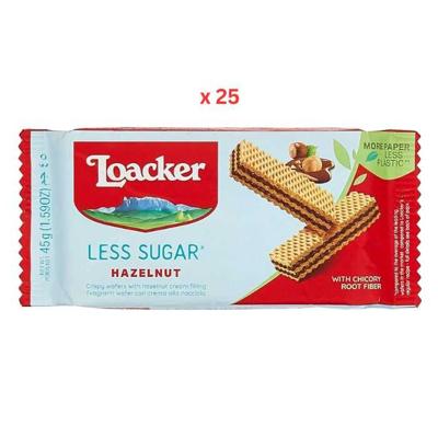 Loacker Less Sugar Hazelnut Wafer, 25X45G