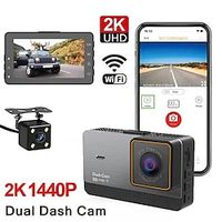 Dual Dash Cam Car DVR 2K Resolution FHD 1296P Built-in WIFI 3 Inch IPS Screen Car Video Recorder Parking Monitor Black Box miniinthebox