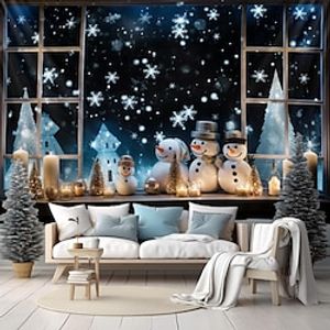 Christmas Blue Snowman Hanging Tapestry Wall Art Xmas Large Tapestry Mural Decor Photograph Backdrop Blanket Curtain Home Bedroom Living Room Decoration miniinthebox