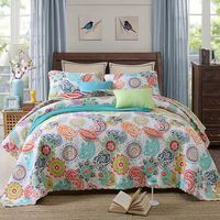 3Pcs Pastoral Style Cotton Bedding Set Quilted Coverlet BedSpread Patchwork King Size