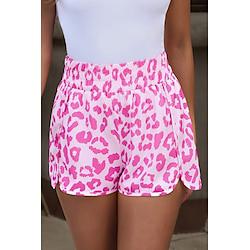 Women's Shorts Polyester Leopard Geometric Light Pink Pink Casual Daily Short Going out Weekend Summer Lightinthebox