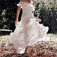 Women's Party Dress Swing Dress White Dress Long Dress Maxi Dress White Sleeveless Pure Color Lace Winter Fall Autumn Off Shoulder Party Evening Party Slim 2022 S M L XL 2XL 3XL Lightinthebox - thumbnail