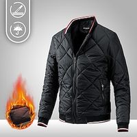 Men's Bomber Jacket Quilted Puffer Jacket Hiking Windbreaker Winter Outdoor Thermal Warm Windproof Outerwear Winter Jacket Full Length Visible Zipper Fishing Camping  Hiking  Caving Traveling Black Lightinthebox - thumbnail