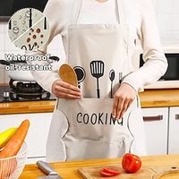 Knife and Fork Wiping Apron, Waterproof, Oil Proof, Thickened, And Fattened with Hanging Straps, Kitchen Coffee Shop Apron Lightinthebox - thumbnail