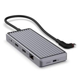 Unisynk 10 Port Hub USB C 100W Dual Screen, Grey