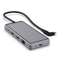 Unisynk 10 Port Hub USB C 100W Dual Screen, Grey - thumbnail