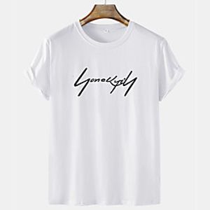Men's Unisex Tee T shirt Hot Stamping Graphic Prints Letter Short Sleeve Casual Tops 100% Cotton Basic Fashion Designer Comfortable White Yellow Gray Lightinthebox