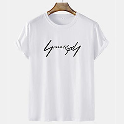 Men's Unisex Tee T shirt Hot Stamping Graphic Prints Letter Short Sleeve Casual Tops 100% Cotton Basic Fashion Designer Comfortable White Yellow Gray Lightinthebox