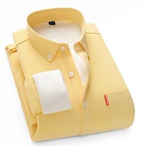 Men's Dress Shirt Solid Colored Square Neck Button Down Collar Yellow Light Green Dusty Blue Red Light Blue Street Casual Long Sleeve Button-Down Clothing Apparel Cotton Fashion Designer Work Elegant Lightinthebox