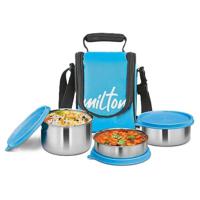 Milton Tasty 3 Stainless Steel Containers With Lunch Bag - Cyan MT_TSS3_CY