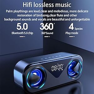 Bluetooth Speakers  LED Speaker Alarm Clock Smart Soundbar 3d Surround Sound Bluetooth Speaker for Outdoor Bluetooth 5.0 Speaker LED Speaker Alarm Clock miniinthebox