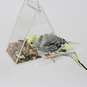 Acrylic Parrot Feeder Hanging Bird Feeder Anti-Scatter Anti-Splash Bird Food Box Trough Feeder miniinthebox