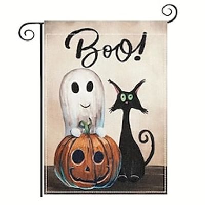 1 pc, Halloween Garden Flag,Garden Decorations Outdoor, Burlap Double Sided Vertical Halloween Porch Decor, Halloween Yard Flag Signs Lightinthebox