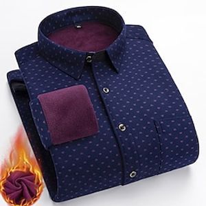 Men's Dress Shirt Plaid Shirt Fleece Shirt Plaid Turndown Blue Royal Blue Red Navy Blue Light Blue Outdoor Street Long Sleeve Button-Down Clothing Apparel Fashion Breathable Comfortable Lightinthebox