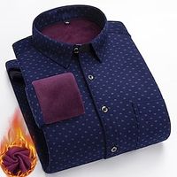 Men's Dress Shirt Plaid Shirt Fleece Shirt Plaid Turndown Blue Royal Blue Red Navy Blue Light Blue Outdoor Street Long Sleeve Button-Down Clothing Apparel Fashion Breathable Comfortable Lightinthebox - thumbnail