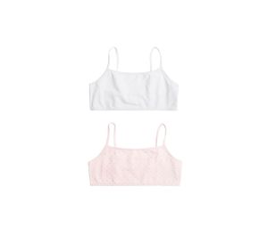 Kids Girls 2 Pack Bra  White/Pink