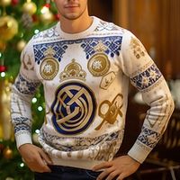 Totem Retro Vintage Men's Knitting Print Pullover Sweater Jumper Knitwear Outdoor Daily Vacation Long Sleeve Crewneck Sweaters Beige Fall Winter S M L Sweaters Lightinthebox - thumbnail
