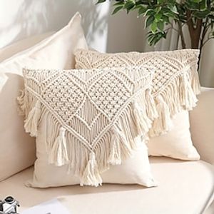 1pc Boho Woven Throw Pillow Covers With Tassels Macrame Cushion Case For Bed Sofa Couch Bench Car Home Decor No Pillow Insert miniinthebox