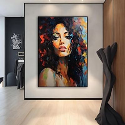 Expression portrait oil painting woman face oil painting oil painting people curly girl woman portrait woman face oil painting for Home Decor  No Frame miniinthebox