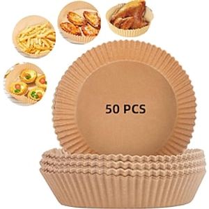 50pcs Air Frying Pan Disposable Wood Pulp Parchment Paper Cheese Cake Pad Air Frying Pan Baking Paper Air Frying Pan Accessories Lightinthebox