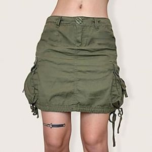 Women's Skirt Cargo Skirt Above Knee Cotton Army Green Skirts Summer Pocket Fashion Cargo Sports Outdoor Casual Daily S M L miniinthebox