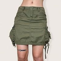 Women's Skirt Cargo Skirt Above Knee Cotton Army Green Skirts Summer Pocket Fashion Cargo Sports Outdoor Casual Daily S M L miniinthebox - thumbnail
