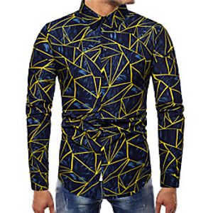 Men's Shirt Other Prints Graphic Print Long Sleeve Casual Tops Simple Classic Blue Red miniinthebox