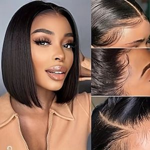 Straight Bob Wig Lace Front Human Hair Wigs For Women Transparent Full Lace Frontal Wig Glueless Wig Human Hair Lightinthebox