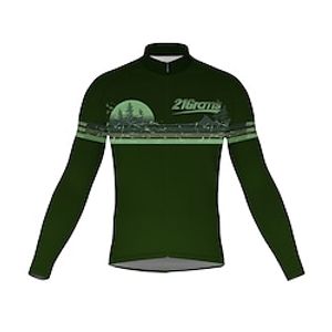 21Grams Men's Cycling Jersey Long Sleeve Bike Top with 3 Rear Pockets Mountain Bike MTB Road Bike Cycling Breathable Quick Dry Moisture Wicking Green Graphic Patterned Spandex Polyester Sports Lightinthebox