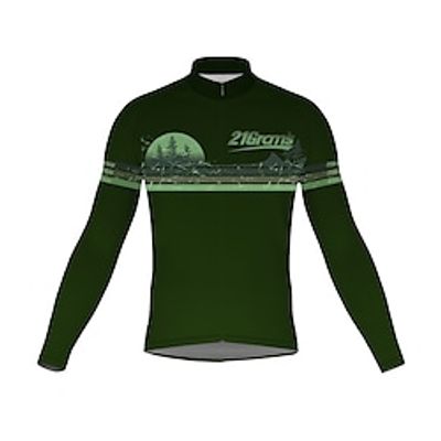 21Grams Men's Cycling Jersey Long Sleeve Bike Top with 3 Rear Pockets Mountain Bike MTB Road Bike Cycling Breathable Quick Dry Moisture Wicking Green Graphic Patterned Spandex Polyester Sports Lightinthebox
