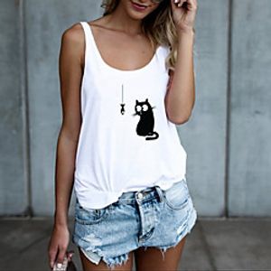 Women's Tank Top Tee  T-shirt Pure Color Scoop Neck Cat Heart Sport Athleisure Top Sleeveless Breathable Soft Comfortable Everyday Use Street Casual Daily Outdoor Lightinthebox