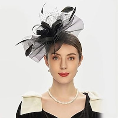 Fascinators Headpiece Feather Net Wedding Evening Party Kentucky Derby Horse Race Ladies Day Elegant Elegant  Luxurious Wedding With Feather Floral Headpiece Headwear Lightinthebox