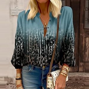 Women's Shirt Blouse Tie Dye Pink Blue Purple Print Button Long Sleeve Casual Fashion Standing Collar Regular Fit Spring   Fall Lightinthebox