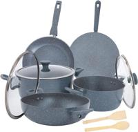 Royalford 10Pcs Forged Alumium Cookware Set Gray Multi - RF9838GR