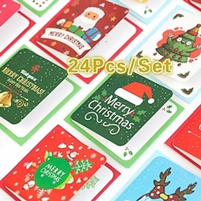 24 Pcslot Christmas Theme Card Merry Christmas Card Message Card with Envelope Christmas New Year Blessing Greeting Gift Cards Lightinthebox