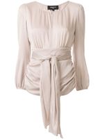 Paule Ka keyhole collar ruched detail blouse - NEUTRALS - thumbnail