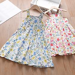 Kids Girls' Dress Floral Sleeveless Party Casual Fashion Adorable Daily Cotton Summer Spring 2-12 Years Multicolor Lightinthebox