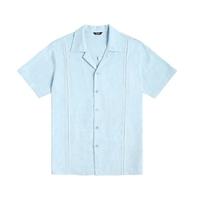 Men's Shirt Linen Shirt Guayabera Shirt Casual Shirt Cotton Shirt Black White Navy Blue Short Sleeve Plain Lapel Summer Street Hawaiian Clothing Apparel Button-Down Lightinthebox