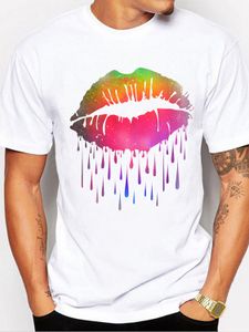 BASICS Men Summer Casual Soft Colorful Lips Print T-Shirt