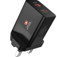 Swiss Military Super fast 25 Watt Dual Port, USB Charger, Black - SM-AC-PH25W-BLK ( UAE Delivery Only)