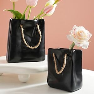 Nordic Style Resin Black Bag Vase Decoration Creative Handbag Dry Flower Flower Arrangement Home Decoration Gifts 1PC miniinthebox