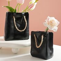 Nordic Style Resin Black Bag Vase Decoration Creative Handbag Dry Flower Flower Arrangement Home Decoration Gifts 1PC miniinthebox - thumbnail
