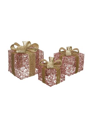 Kaemingk Decoris Present Iron Velvet Bow Pink Set