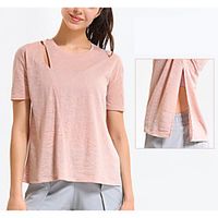 Women's Tee  T-shirt Crew Neck Cotton Sport Athleisure T Shirt Top Short Sleeves Quick Dry Breathable Soft Comfortable Exercise  Fitness Running Everyday Use Casual Daily Outdoor Exercising Lightinthebox - thumbnail